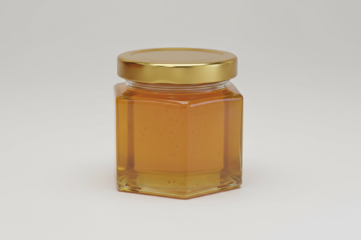 6 oz. Honey Glass Hex Jar- Coming Soon! New for 2026